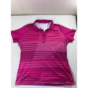 Nike Golf Tour Performance Dri Fit Striped Pink Polo Shirt XL